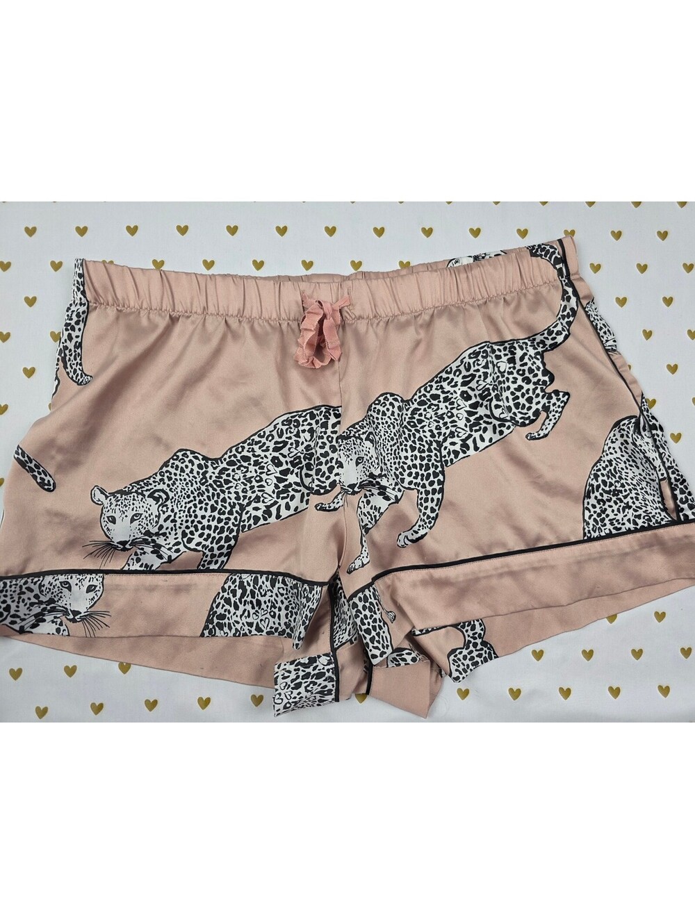 Victoria's Secret Satin Sleep Shorts Leopard Pink Animal Print Lounge Large